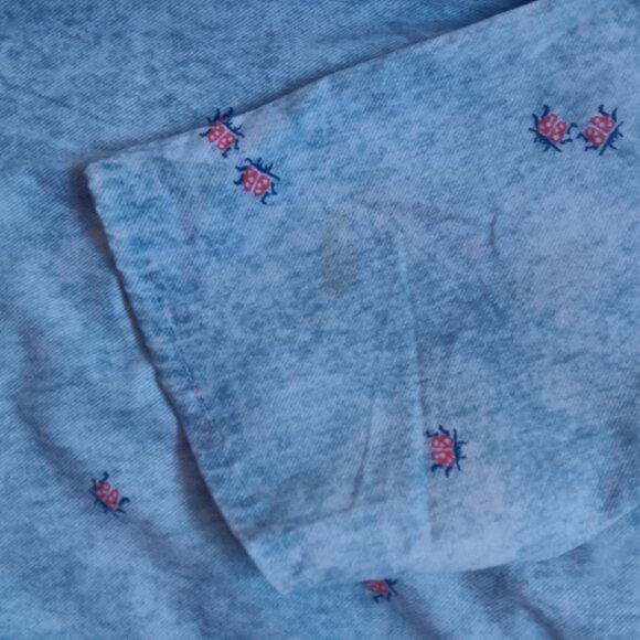 True Vintage Women's Medium Peasant Blouse 1970s Ladybug Handmade Pullover Moo - Picture 7 of 7